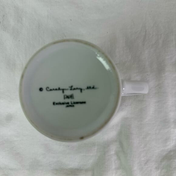 3/$20 Carolyn Lary Papel Made in Japan Blue Cat White 8 Oz Ceramic Coffee Mug - Picture 6 of 7